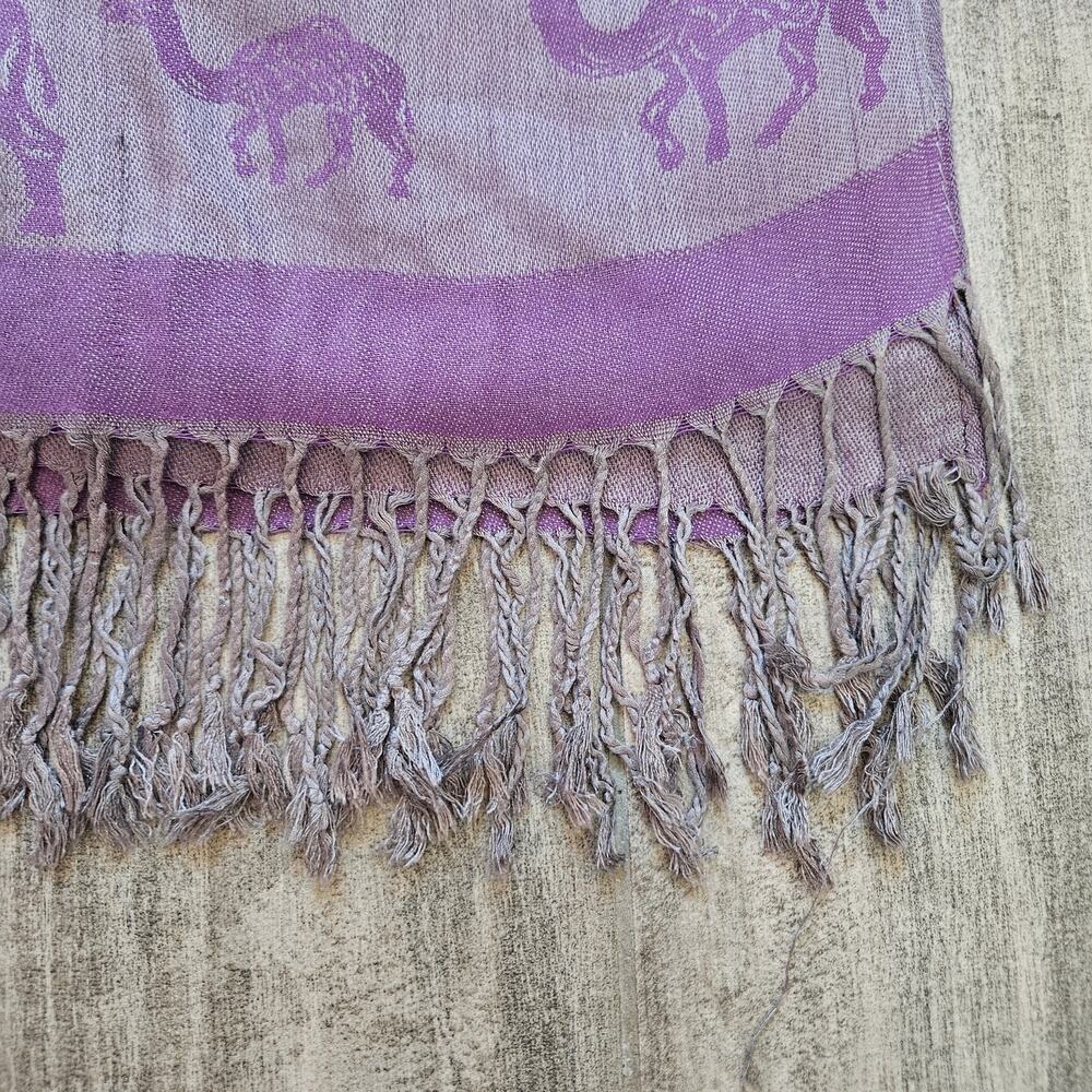 Golden Sky 100% Cashmere Scarf Purple Grey Camel Print Shawl Wrap Winter Fall - Picture 5 of 10